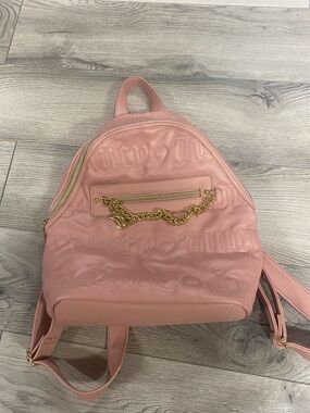 Juicy Couture Blush Pink Quilted Logo Backpack with Gold Chain